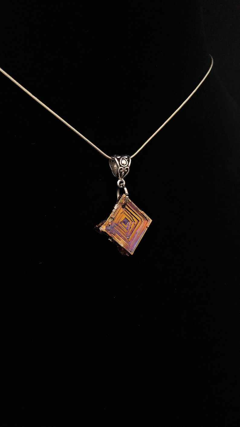 Bismuth Crystal Pendant necklace pendant crystal luminescent rainbow rare jewelry