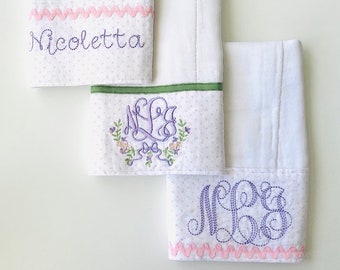 Baby Burp Cloths, Personalized Embroidered and Monogrammed, Burp Rags, Baby Gifts, Baby Shower Present