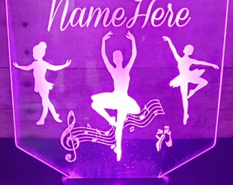 Personalized Ballet Dancer LED Night Light: Etched Acrylic Decor