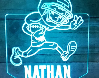 Personalized Football Player LED Lamp: Etched Night Light