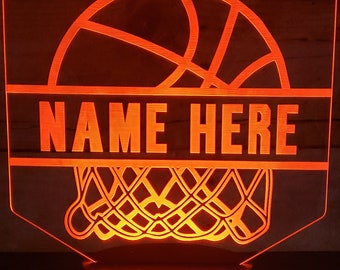 Personalized Basketball Night Light: LED Lamp, Custom Name