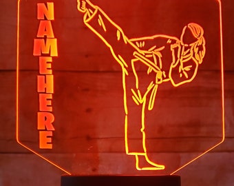 Personalized Karate LED Lamp: Martial Arts Night Light