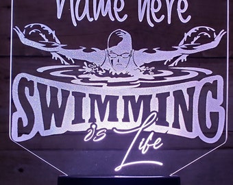 Personalized Swimming LED Night Light | Swim Team Gift
