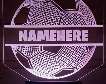 Personalized Soccer Ball Night Light: Custom Name Lamp, Soccer Fan Gift