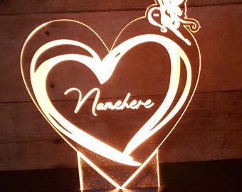 Personalized Heart Fairy LED Lamp: Nursery Night Light