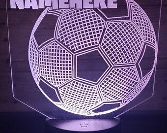 Personalized Soccer Ball Night Light: Custom Name Lamp, Soccer Fan Gift