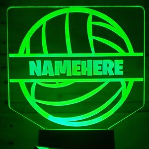 Personalized Volleyball LED Night Light: Etched Acrylic Lamp