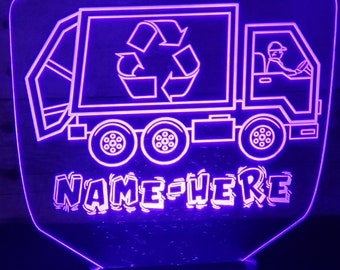 Personalized Recycle Truck LED Night Light: Color Changing Lamp