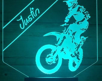 Personalized Dirt Bike Night Light: Motocross LED Lamp