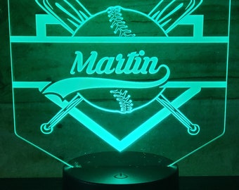 Personalized Baseball Lamp: Color Change LED Night Light