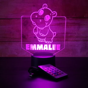 Personalized Hippo Lamp | Hippo Night Light | Hippopotamus Gift | Childrens Gift | Gift For Him | Gift For Her | Birthday Gift | Baby Shower