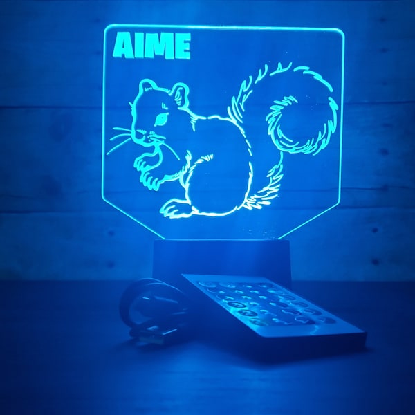 Personalized Squirrel Lamp | Squirrel Night Light | Squirrel Gift | Childrens Gift | Gift For Him | Gift For Her | Birthday Gift | Name