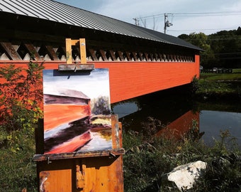 Covered Bridge: Original Oil Painting