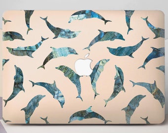 MacBook Accessories 13 Inch Jumping Happy Excited Dolphin MacBook Shell Hard Shell Mac Air 11/13 Pro 13/15/16 with Notebook Sleeve Bag for MacBook 2008-2020 Version