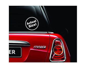 Actual Size Decal / Sticker - Mini Cooper, Fiat, Smart Car