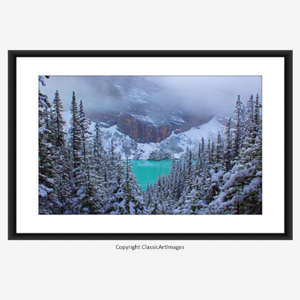 Lake Louise Winter Photo, Landscape Photography, Winter Photography, Winter Print, Digital Download Photography, Winter Wall Art