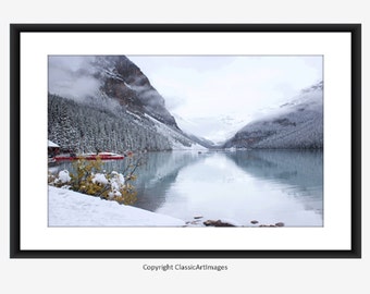 Lake Louise Winter Photo Download, Landscape Printable Art, Lake Louise Wall Art, Lake Digital Download Prints, Canada Mountain Photography