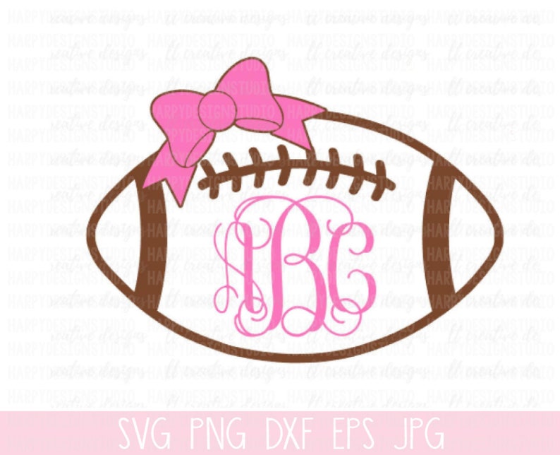 Football Monogram Svg With Bow Football Svg Svg Files Etsy