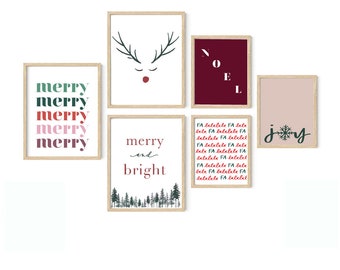 Trendy Christmas Print Set: Modern Holiday Gallery Wall Art (Digital Download) Printable