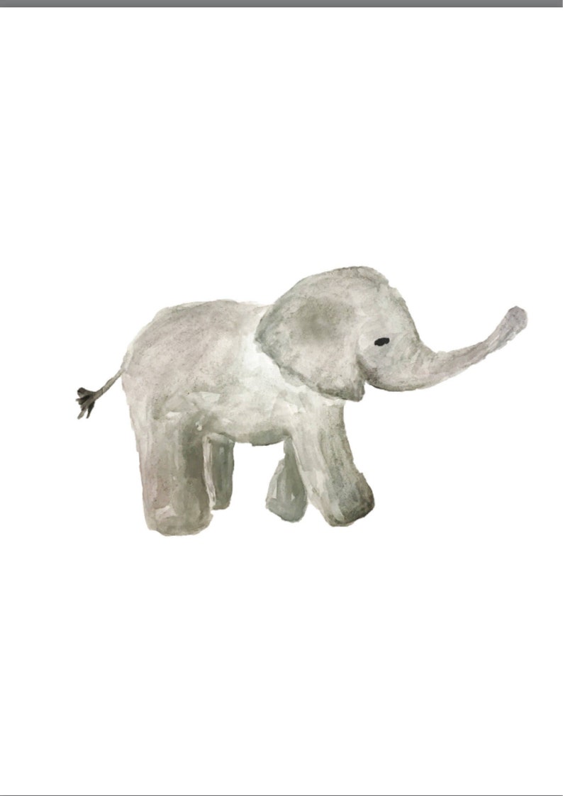 Watercolor baby elephant nursery print image 2