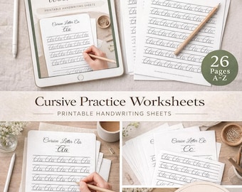 Cursive Handwriting Practice Worksheets A-Z | Traceable Alphabet (PDF)
