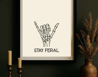 Skeleton Hand Shaka Sign Print: Boho Goth Dorm Decor (Digital Download)