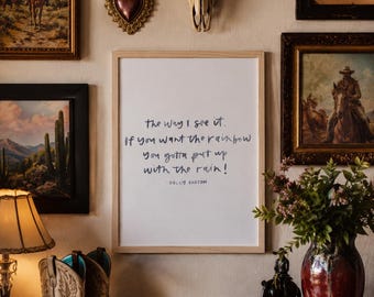 Dolly Parton Quote Print: Rainbow Inspirational Wall Art, Positive Home Decor