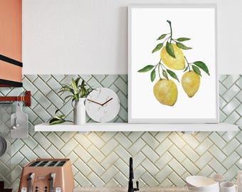 Watercolor Lemon Print: Farmhouse Kitchen Wall Art (Digital Download)