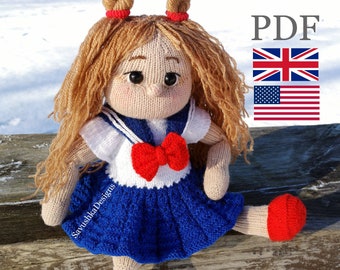 Knitted Sailor Doll Pattern – Japanese Uniform Amigurumi Toy (PDF Download)