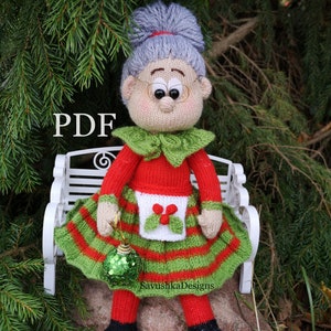 Patrón de tejido para muñeca Mamá Santa Claus, tutorial de amigurumi de juguete navideño de abuela