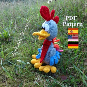 Rooster Crochet Pattern Easter Amigurumi Animal Plush Toys Decor PDF in German, English, Spanish