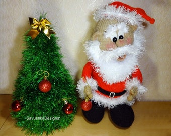 Pattern for knitted Christmas toys, Santa Claus, Christmas tree, Gnome, Elf, Jolly Snowman, Set PDF 4 in 1 in ENGLISH, Gift for friends