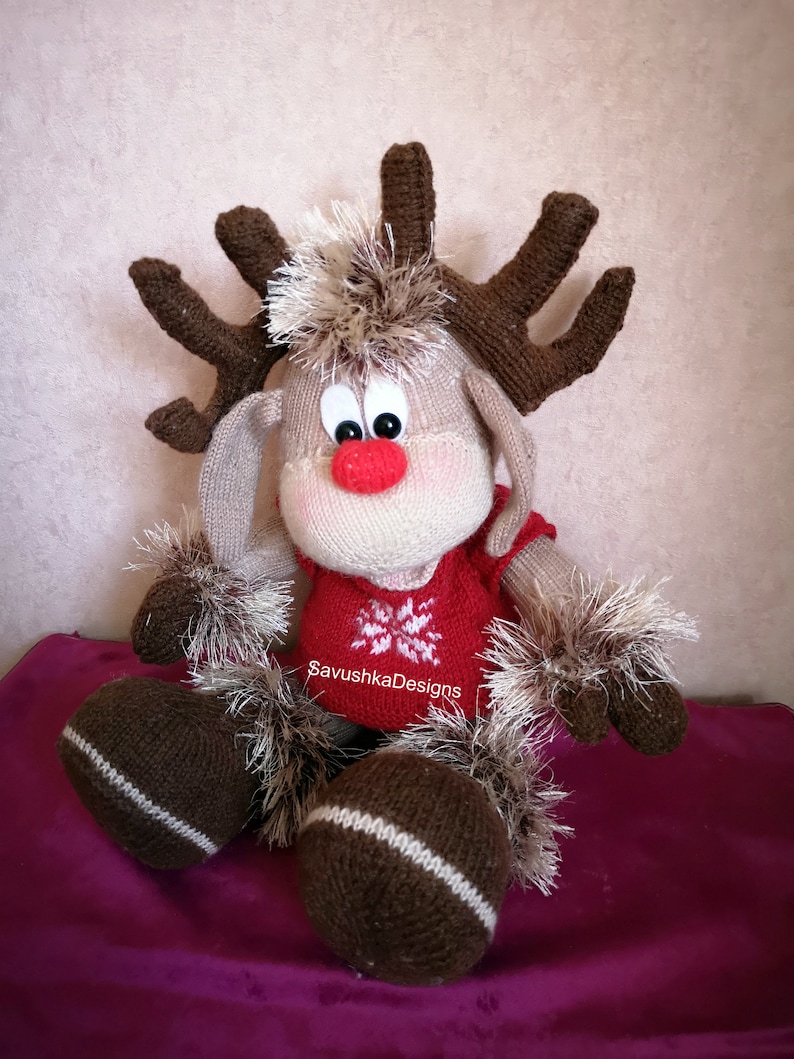 Reindeer knitting pattern christmas deer knitted doll pattern  etsy