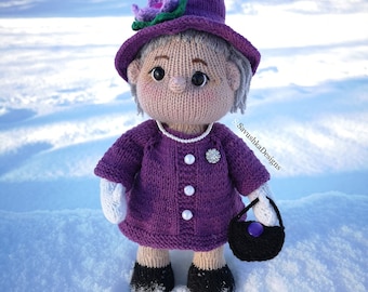 Knitted Doll Pattern Queen Elizabeth Knitting pattern PDF in ENGLISH PDF Amigurumi toy pattern