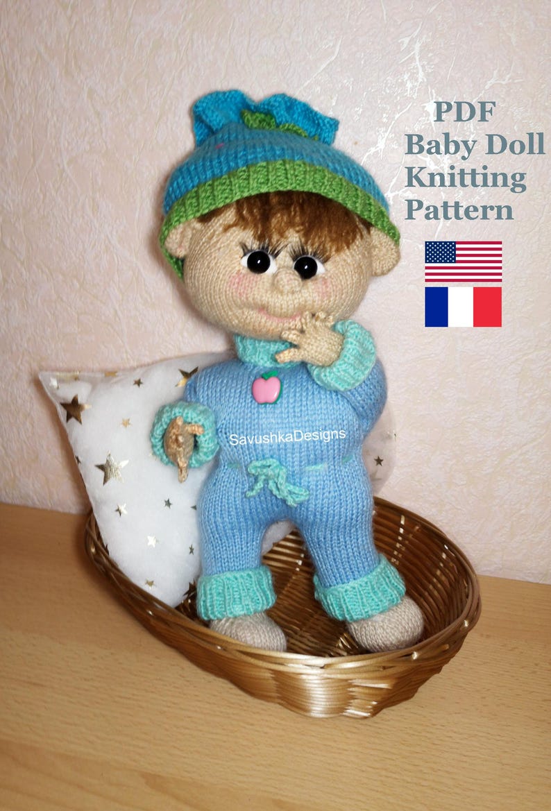 Amigurumi Baby Doll Knitting Pattern Knit Hand Toy Nursery Decor image 2