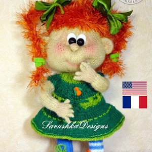 Modèle tuto tricot, Poupée, Amigurumi, Fille, Nancy, PDF Patron poupée en laine tricotée Français