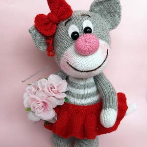 Knitted Cat Pattern: Amigurumi Plush Toy with Dress (PDF Download)