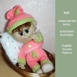 Amigurumi Baby Doll Knitting Pattern Knit Hand Toy Nursery Decor