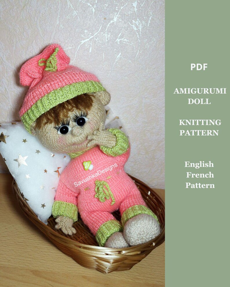 Amigurumi Baby Doll Knitting Pattern Knit Hand Toy Nursery Decor
