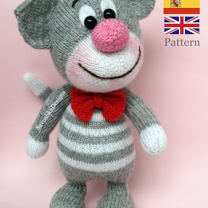 Cat pattern Knitting pattern toy Amigurumi kitten pattern PDF Tutorial tabby Cats in Love Toy Knit doll PDF Stuff Animals English Spanish.