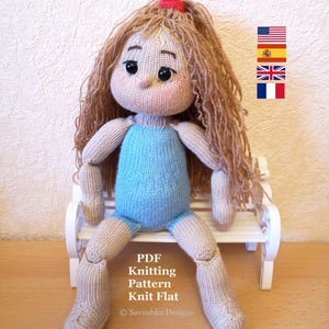 Patrón de tejido para cuerpo básico de muñeca, Amigurumi en PDF. Tejido PLANO con agujas rectas.PDF en Inglés, Francés, Español,