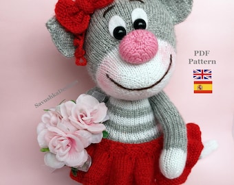 Kitten Knitting pattern, Knitted Cat Amigurumi Plush Animals Toy Clothes PDF English Spanish