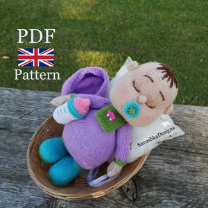 Sleeping Doll Knitting Pattern, Amigurumi pattern, Baby doll pattern, Stuffed toy pattern, Amigurumi Bottle Handmade plush DIY pattern