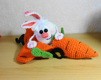 Bunny Crochet Pattern Amigurumi Easter Bunny In Crocheted Carrot Airplane, PDF ENGLISH Toy crochet pattern, Animal pattern Easter decor