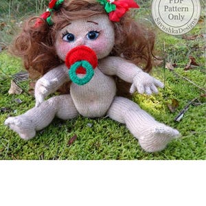 Baby Doll Knitting Pattern (Knit Flat) - Realistic Knitted Newborn - Toys Pacifier Tutorial PDF