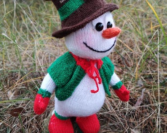 Amigurumi Pattern Christmas Snowman Toy PDF Knitting Pattern download - knitted flat - written in ENGLISH