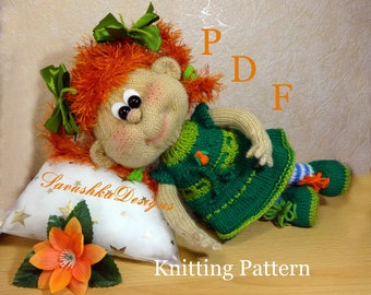 Knitting Pattern doll Pippi Longstocking, Doll knitting pattern, Knit toy, Toy knitting pattern, knitted round, knitted baby girl Doll