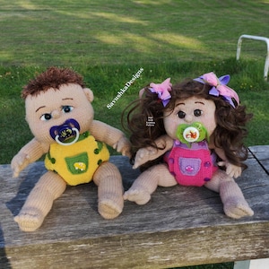 Knitted Baby Doll Twins Pattern: Amigurumi Jenny and Billy (PDF)