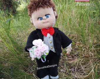 Pattern Outfit, Knitting Pattern Groom Suit for amigurumi boy Jamie 14 inch, ENGLISH, Wedding pattern, knit outfit, PDF in ENGLISH