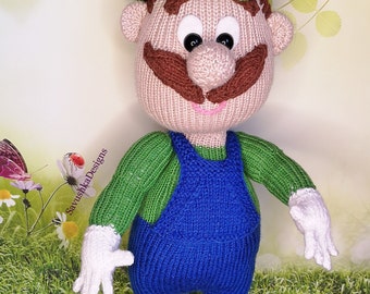 Doll Pattern Super Plumber Man Bro, Toy Knitting pattern, Amigurumi knitted doll, PDF ENGLISH, easy amigurumi